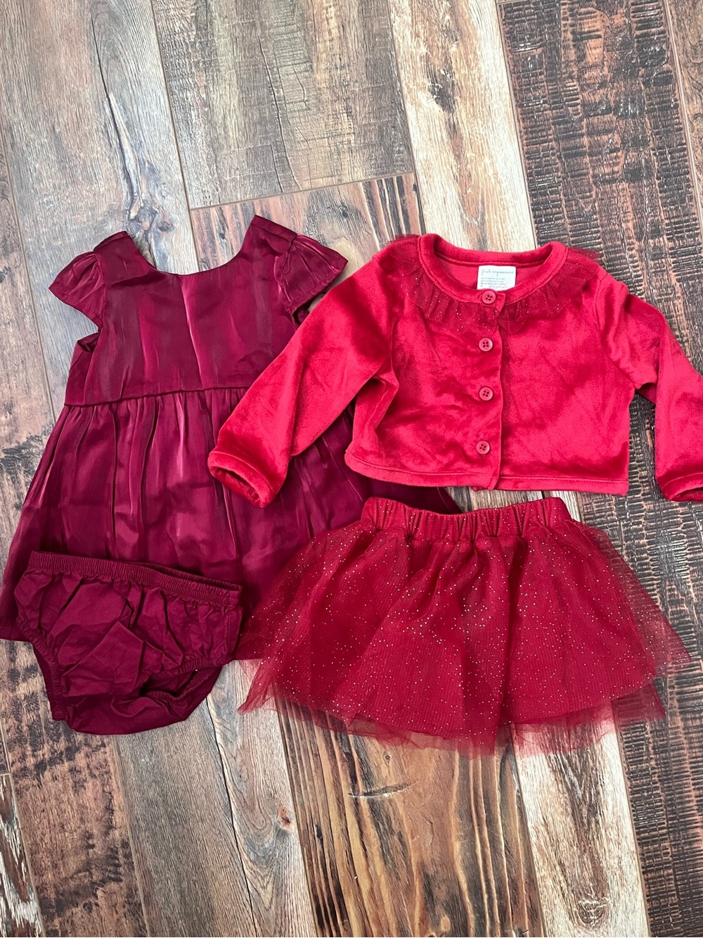 Holiday Red Velvet & Tulle Dress Set